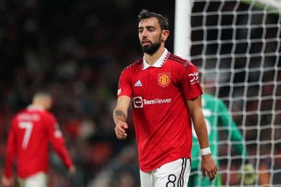 Bilbao, Spain: 05 17 2025: Bruno Fernandes seen during UEFA Europa League 2025 final game between Tottenham Hotspur FC and Manchester United FC