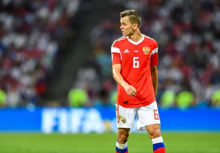 Denis Cheryshev playing for the Russian national team