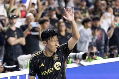 Son Heung-min takes a corner for MLS side LAFC