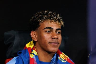 Lamine Yamal playing for FC Barcelona