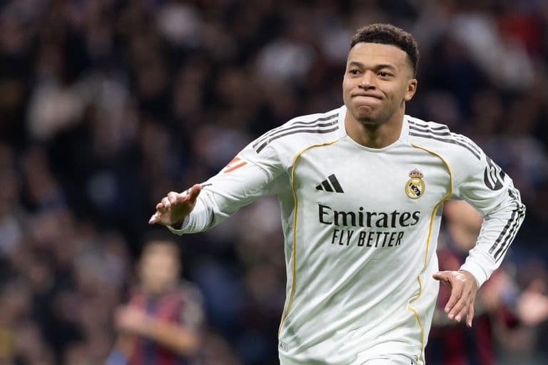 Kylian Mbappe playing for Real Madrid
