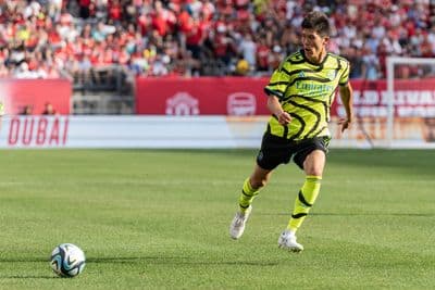 Takehiro Tomiyasu playing for Arsenal