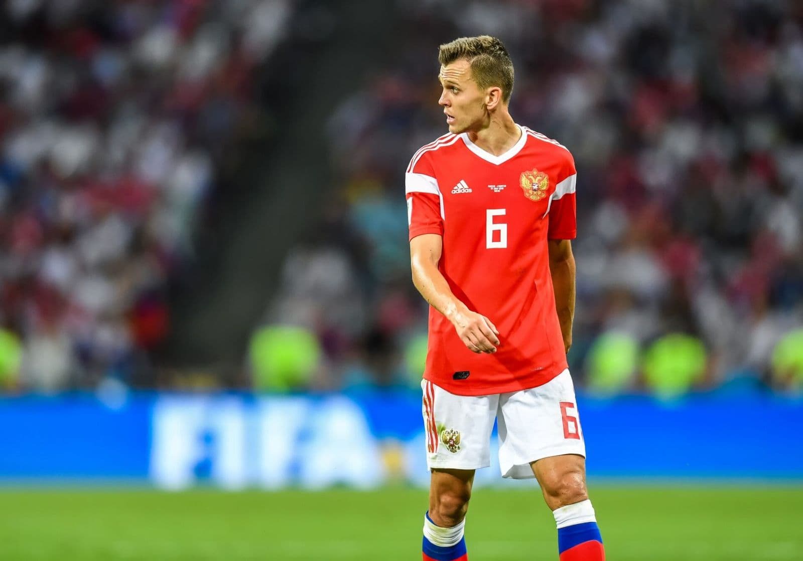 Denis Cheryshev playing for the Russian national team